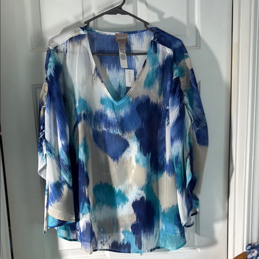 Chico's Blue Abstract Women's Top